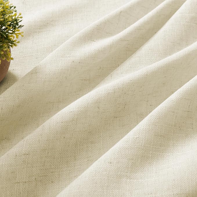Joydeco Linen Curtains 96 Inch Length 2 Panel Sets,Light Filtering Curtains for Bedroom 37 Inch Wide Living Room Drapes with Back Tabs & Rod Pockets (W37 x L96 Inch, Linen)