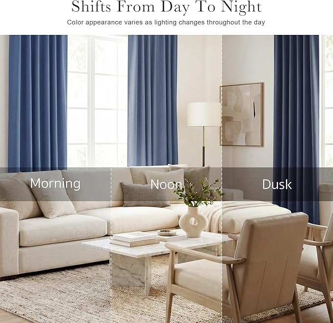 PONY DANCE Short Length Curtains for Kitchen, Small Drapes Tiers for Bathroom, Room Darkening Curtains for Bedroom, Wide 29 x Long 24 inches per Panel, Blue Haze, Set of 2