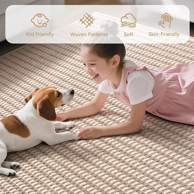 YDKGL Boho 3x5 ft Washable Area Rug Entryway Runner for Kitchen, Non Slip Woven Hallway Rugs Kitchen Mats for Floor Hall Rug Indoor Door Mat Carpet for Backdoor Bedroom Living Room, Easy Clean, Brown