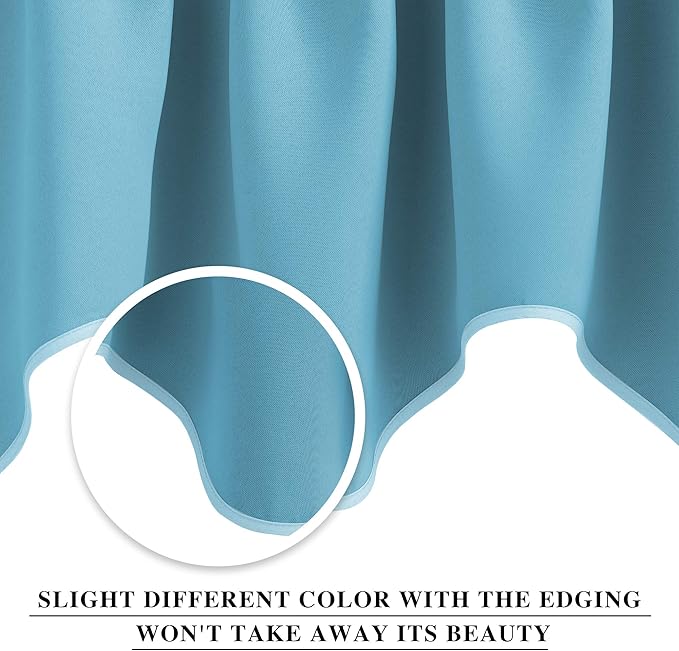 NICETOWN 2 Panels Window Valances Farmhouse 42 x 18 inch Long Window Treatment Thermal Insulated Room Darkening Curtain Valances Rod Pocket for Kitchen/Living Room, Teal Blue