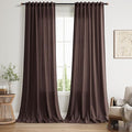 Coffee Brown Linen 112 Inch Curtains for Living Room Light Filtering Semi Sheer Curtain Back Tab Modern Rustic Home Decor Neutral Drapes Floor to Ceiling High Window for Bedroom 52x112, 2 Panels