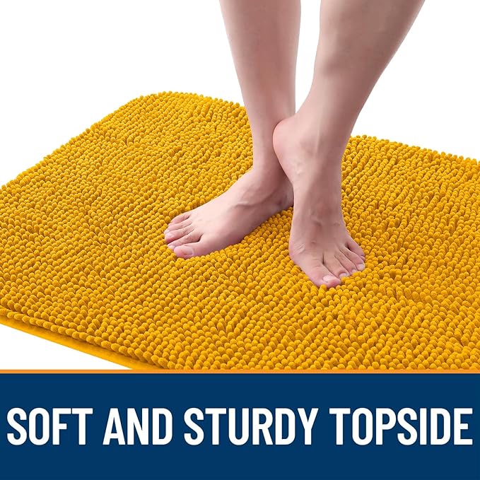 OLANLY Dog Door Mat for Muddy Paws 34x21, Absorbs Moisture and Dirt, Absorbent Non-Slip Washable Doormat, Quick Dry Chenille Mud Mat, Entry Indoor Entryway Carpet for Inside Floor, Golden Yellow