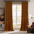 RYB HOME Fall Curtains Burnt Orange Velvet Curtains, Light Blocking, Thermal Insulated, Terracotta Luxury Window Treatment Privacy Backdrops for Bedroom Living Room, 52 inch x 84 inches, 2 Panels