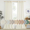 NICETOWN Off White Linen Curtains 84 inch Length, Grommet Privacy Added Thick Flax Not See Through Window Treatments Semi Sheer Drapes for Bedroom/Living Room, W55 x L84, 2 Panels
