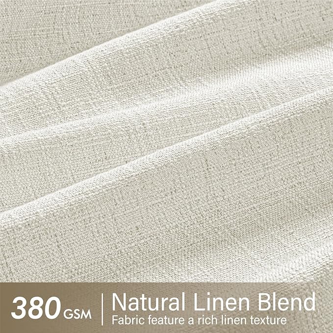 MIULEE Pinch Pleated Thick Linen Curtains 90 Inches Long 2 Panels for Living Room Bedroom, Linen Texture Memory Trained Drapes Pinch Pleat Light Filtering Neutral Ivory Cream Farmhouse Window Curtains