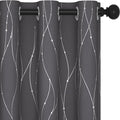 Deconovo Blackout Curtains, Thermal Insulated Noise‑Reducing Grommet Drapes, Wave Line Dot Foil Print, 38 x 63 Inch, 2 Panels, Machine‑Washable Window Curtains for Bedroom Living Room Kitchen Office
