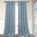 Pitalk Stone Blue Linen Blend Sheer Curtains Back Tab 52 Width by 90 Length Set of 2 Panels Rod Pocket Drapes for Living Room Family Sitting Room Sunroom Cottage Core Decor Blue Curtains for Boys Room