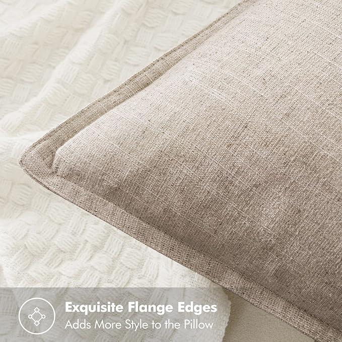MIULEE Decorative Linen Pillow Covers 20x20 Inch Natural Linen Boho Farmhouse Neutral Couch Throw Pillows for Bed Pack of 2 Accent Modern Pillowcase Sofa Livingroom Home Decor