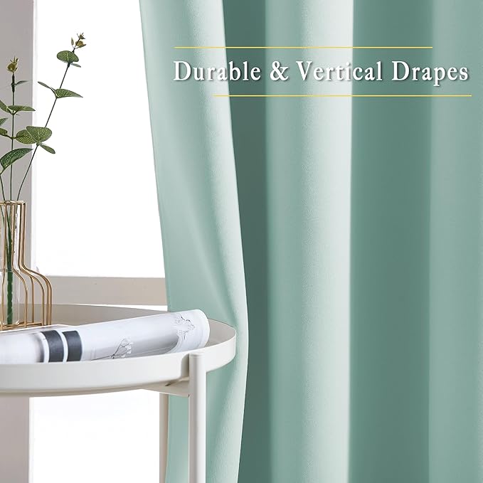 NICETOWN Aqua Blue Curtains 84 inch Length 2 Panels, Grommet Thermal Insulated Window Treatments Light & Sound Reducing Drapes for Living Room/Bedroom, W46 x L84