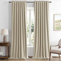 MIULEE 100% Blackout Linen Curtains for Bedroom, Cobblestone Solid Luxury Decor Thermal Insulation Room Darkening Drapes for Living Room Nursery Back Tab Rod Pocket 42 x 96 Inches, 2 Panels
