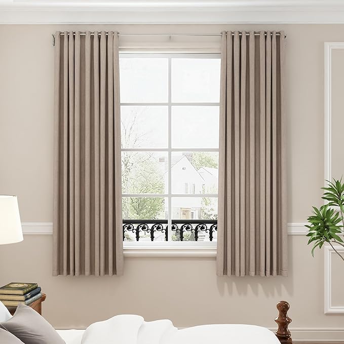 ENJOYBASICS Blackout Curtain rod for windows 48 to 84, Wrap Around Curtain Rods for Bedroom, Living Room, Adjustable from 30 to 86 Inches, Nickel