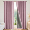 Joydeco Blackout Curtains for Bedroom - 100% Light Blocking 2 Panels Set Pink Drapes 42" W x 96" L, Thermal Insulated Room Darkening Curtains, Linen Textured for Living Room, Rod Pocket & Back Tabs