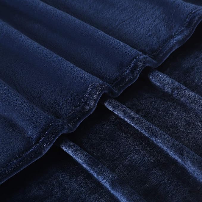 TASTHROW Large Flannel Fleece Throw Blanket, 60×80 Inch - Cozy Lightweight Thick Blanket - All Seasons Suitable for Women, Men and Kids (Navy)