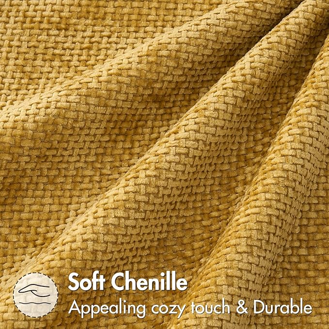 MIULEE Pack of 2 Couch Throw Pillow Covers 20x20 Inch Neutral Gold Modern Boho Accent Decorative Pillow Covers Soft Chenille Farmhouse Cushion Covers for Home Decor Bed Sofa Living Room