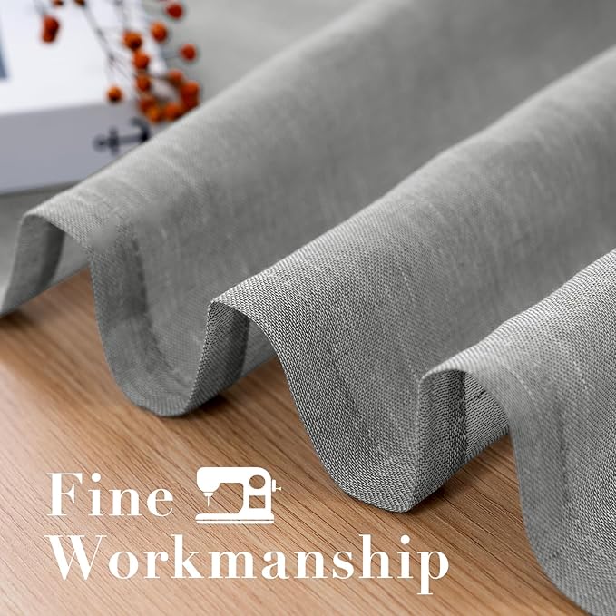 H.VERSAILTEX Elegant Linen and polyester Semi Sheer Curtains for Bedroom Energy Saving Easy Care Privacy Protection Nickel Grommet Window Panels/Drapes for Living Room (Set of 2, 52x84-Inch, Grey)