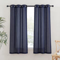 NICETOWN Living Room Curtains 63 inch Length, Grommet Semi Sheer Linen Curtains & Drapes Privacy with Light Filtering for Farmhouse/Bedroom, W36 x L63, Dark Blue, 2 Panels