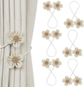 KLOGTSIND Flower Curtain Tiebacks, 6 Pack Curtain Ties Elegant DIY Curtain Holdbacks, Decorative Window Drape Twist Tie Backs for Boho Bedroom Decor, Nursery Decor, Farmhouse Decor