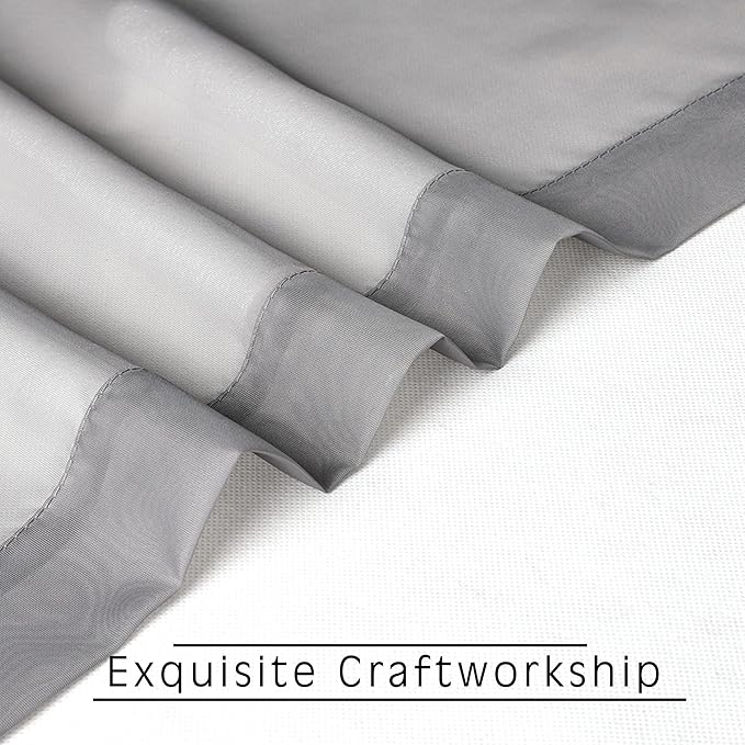OVZME 2 Panels Grey Sheer Curtains, 84" Length for Bedroom, Elegant Light Filtering Sheer Curtains Window Treatment for Living Room, Each 42" Wx84 L