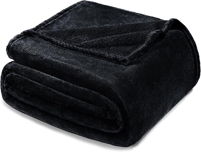 Exclusivo Mezcla Fleece Blanket Twin Size for Bed, Super Soft and Warm, All Season, Cozy, Plush, Lightweight, 60x80 Inches Black