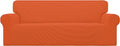 Easy-Going Stretch Sofa Slipcover 1-Piece Sofa Cover Furniture Protector Couch Soft with Elastic Bottom for Kids, Polyester Spandex Jacquard Fabric Small Checks (Sofa, Orange)