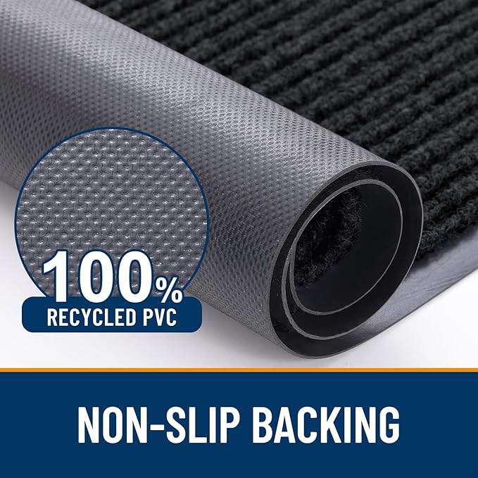 OLANLY Front Door Mat Indoor Outdoor Entrance, Waterproof Heavy Duty Doormat, Fade Resistant, Low Profile, Easy Clean Patio Porch Welcome Floor Mats for Entry, 47x34, Black