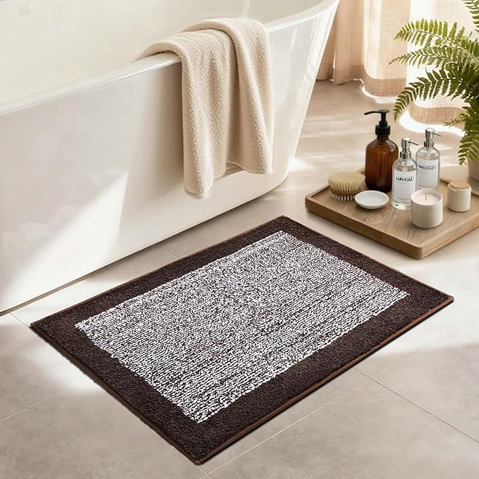 Bathroom Rugs 30x20 Non Slip Washable, Brown Bath Mat for Bathroom Floor Tub, Soft Absorbent Quick Dry Mats for Shower, Bathtub,Home Decor