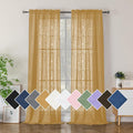 Simplebrand Gold Semi Sheer Curtains 96 Inches Long 2 Panels, Light Filtering Geometric Jacquard Clip Textured Sheer Curtains for Living Room，Modern Elegant Window Curtains Drapes，42x96 inch