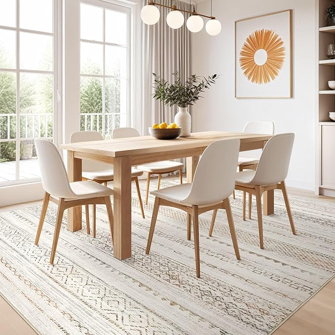 Nakagishi 5x7 Area Rugs Living Room: Washable Boho Large Neutral Soft Rug Modern Stain Resistant Moroccan Indoor Non-Slip Carpet for Bedroom Nursery Kid Playroom Office Dining Room Classroom- Colorful