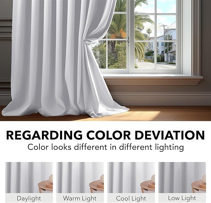 Deconovo Blackout Curtains, Thermal Insulated, W42 x L54 2 Panels, Back Tab, Machine Washable, Room-Darkening Drapes for Bedroom/Living Room Light Star White