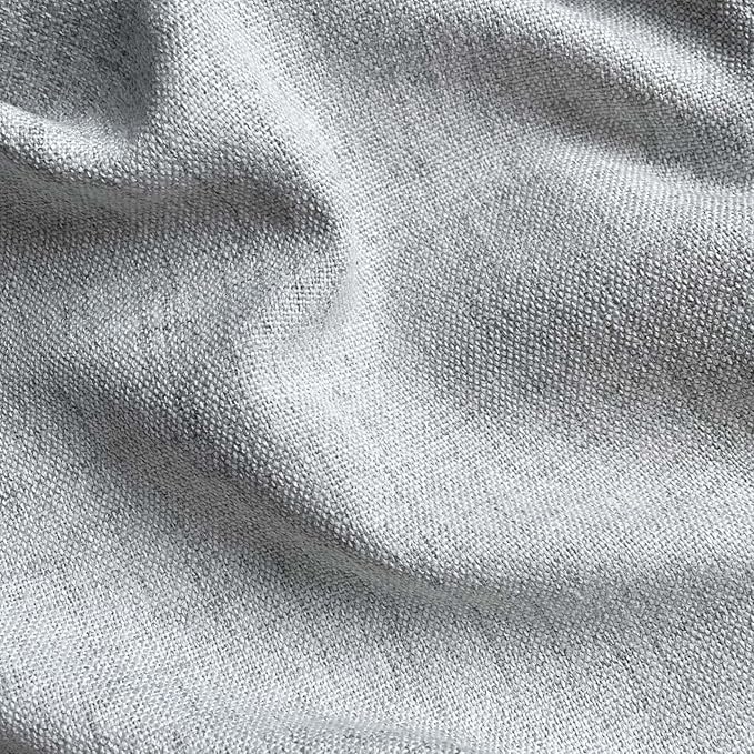 Oindec Faux Linen Kitchen Curtains 45 Inch Length Cafe Curtain Tiers for Living Room Basement Bathroom Windows Country Rustic Small Short Curtains, Set of 2, Grey