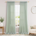 Nanspring Aqua Green Linen Curtains Semi Sheer 96 Inches Long 2 Panels Set for Living Room Back Tab Rod Pocket Light Filtering Drape for Bedroom Modern Farmhouse Coastal Decor Protect Privacy 52x96