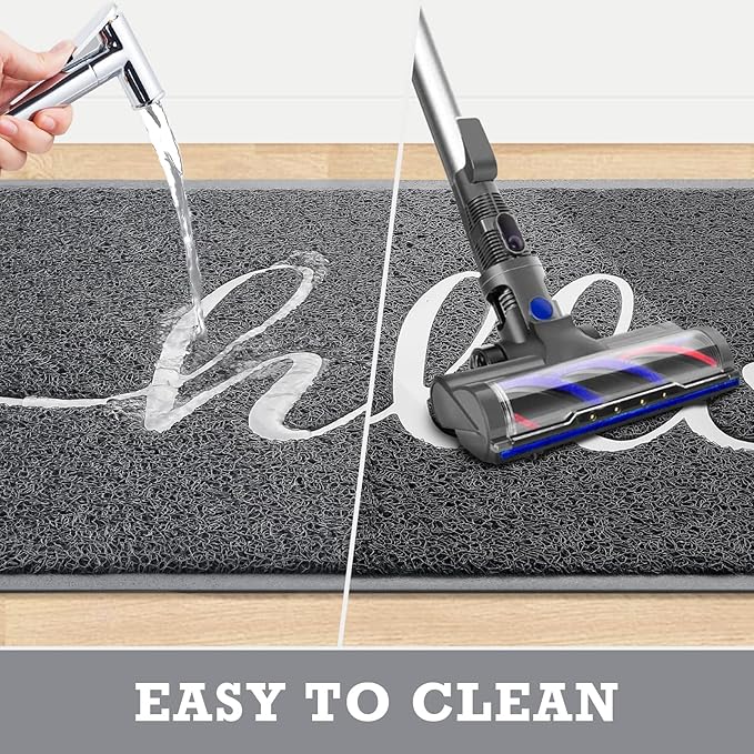 CozyBounty Door Mat Hello Mats Outdoor Indoor Non-Slip Doormat for Entryway Low-Profile Floor Mat for Yard, Garage, High Traffic Areas (30"x17.5", Grey)