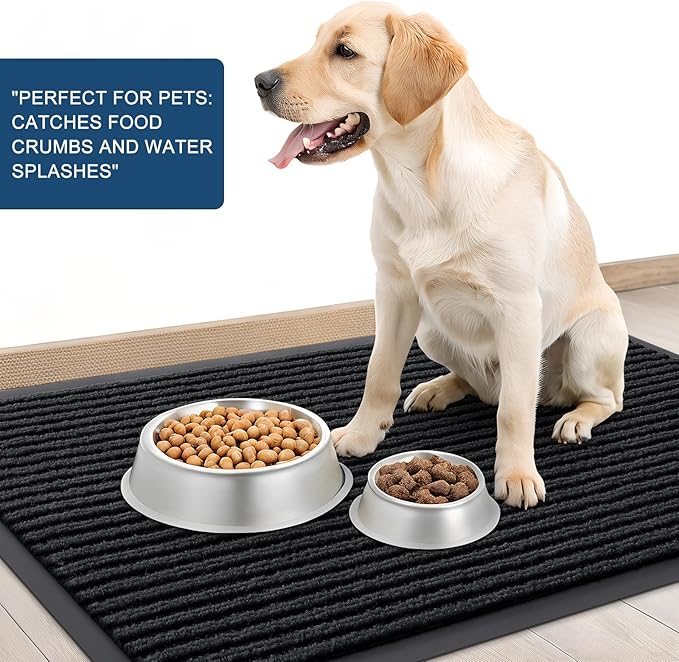 OLANLY Front Door Mat Indoor Outdoor Entrance, 2-Pack 71 x 47 Inch, Waterproof Heavy Duty Doormat, Fade Resistant, Low Profile, Easy Clean Patio Porch Welcome Floor Mats for Entry, Black