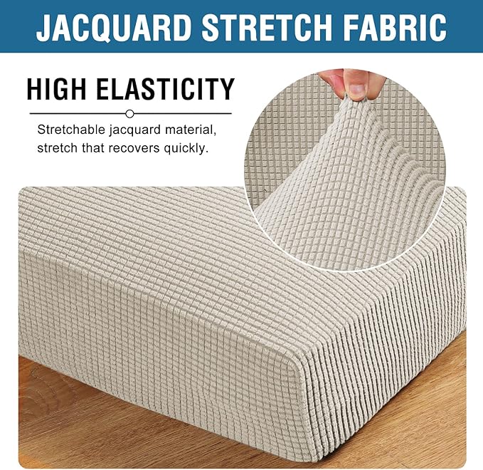 H.VERSAILTEX High Stretch Couch Cushion Covers,Chair Sofa Seat Slipcovers Couch Cushion Cover Stretch Furniture Protector for Kids, Pets(2 Packs Cushion Loveseat Covers, Island Fossi)
