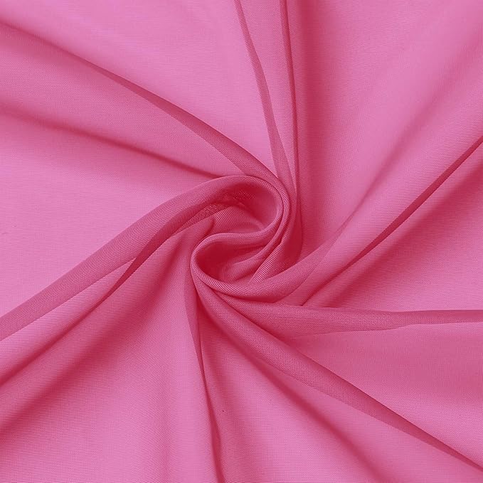 Hot Pink Kitchen Curtains 30 Inch Length Tier 2 PCS, Solid Soft Airy Half Curtains for Windows, Sheer Rod Pocket Drapes for Bathroom Basement Small Window, Hot Pink, 42" Wx30 L Inches