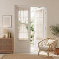 MYSKY HOME Linen French Door Curtains for Door Window 40 Inch Length 2 Panels Short Semi Sheer Light Filtering Curtain for Glass Small Window Drapes Rod Pocket for Bedroom Bathroom, Linen, 26" Wide