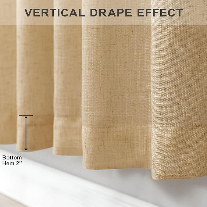 Light Brown Tan Curtains 72 Inch Length for Kids Bedroom 2 Panels Rod Pocket Back Tab Warm Autumn Fall Decor Khaki Camel Barley Jute Burlap Color Curtain for Living Room Dining Nursery Family Playroom