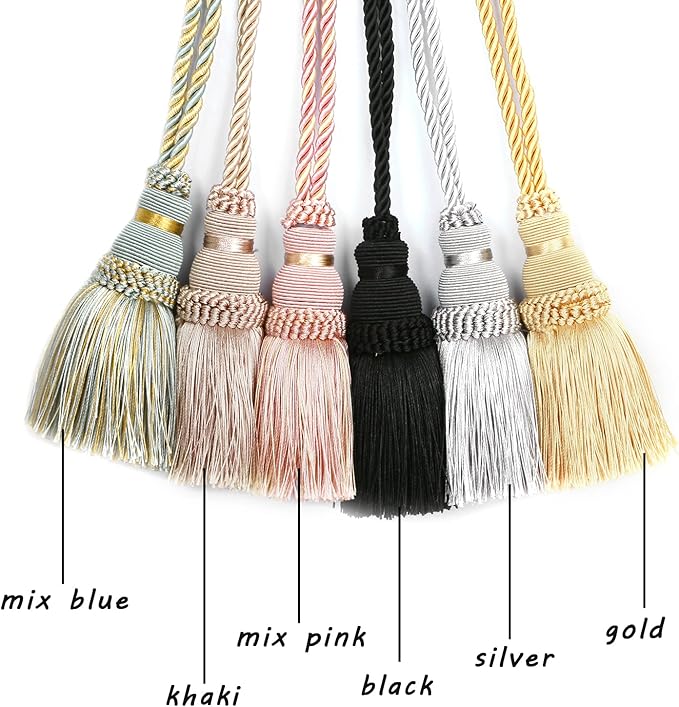 Fenghuangwu 2 Pack Curtain Tie Backs Rope Tassels for Curtains Drape tiebacks Handmade Outdoor Home and Outdoor Decorative (Mix Pink, 2p)