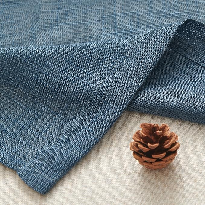 jinchan Sheer Valance Curtain Linen Textured Valance for Kitchen Living Room Bedroom Voile Window Light Filtering Farmhouse Country Rod Pocket 1 Panel 16 Inch Length Navy Blue