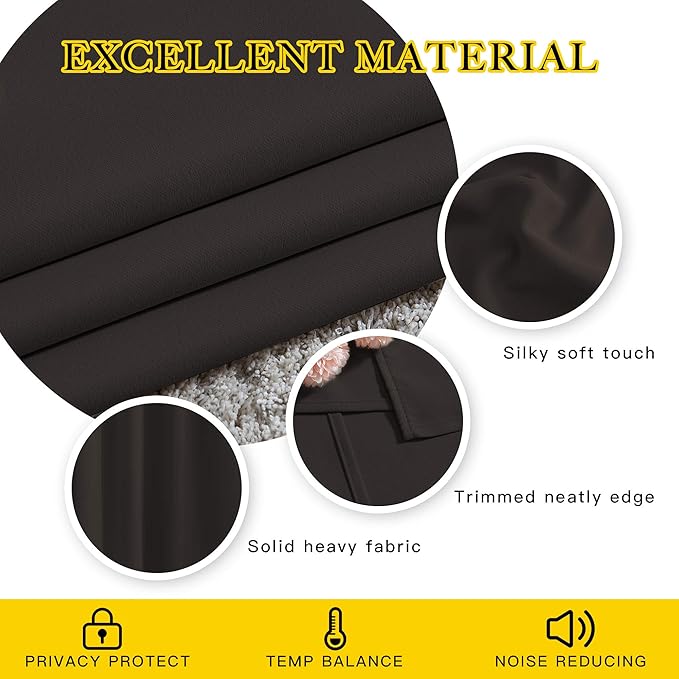 NICETOWN Toffee Brown Room Darkening 102 inch Curtains, Grommet Thermal Curtains Weighted Window Treatments for Living Room/Farmhouse, W46 x L102, 2 Panels