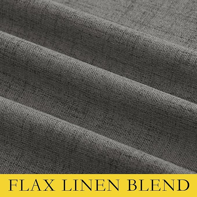 NICETOWN Grizzle Gray Vintage Linen 100% Blackout Curtains for Dining Room, Thermal Insulated Curtains 45" Long, Noise Reducing Window Treatment Drapes for Kitchen, 42" Wide Per Panel, Set of 2