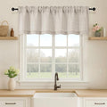 OVZME Valance for Windows, Light Filtering Faux Linen Textured Small Short Valance Kitchen Curtain, Dual Rod Pocket Top Short Window Curtain for Bathroom Basement Farmhouse, 52Wx16L Inch, Linen Color