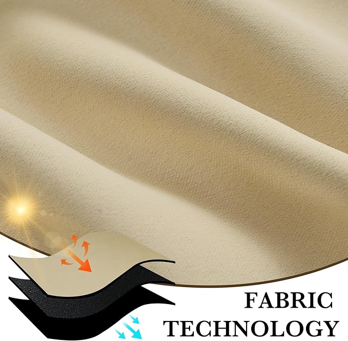 RYB HOME 100% Blackout Basement Curtains 24 inches Long, Heat & UV Blocking Total Room Darkening Noise Reducing Curtains for Bathroom RV Campers, Biscotti Beige, 2 Panels Set