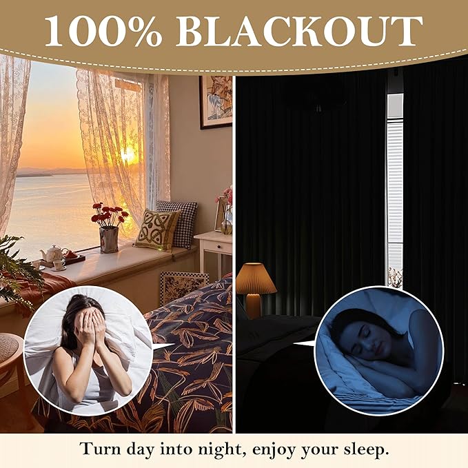 RYB HOME 100% Blackout Sage Green Linen Curtains, Extra Long Light & Heat Blocking Thermal Privacy Protection Neutral Window Drapes for Living Room Bedroom, 52" W x 108" L, 2 Panels Set