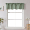 Chyhomenyc Sage Green Short Curtain Valance for Windows, Faux Linen Textured Half Window Curtains, Burlap Solid Topper Small Curtain Valance for Bathroom Laundry Basement, 60Wx18L Inch, 1 Piece