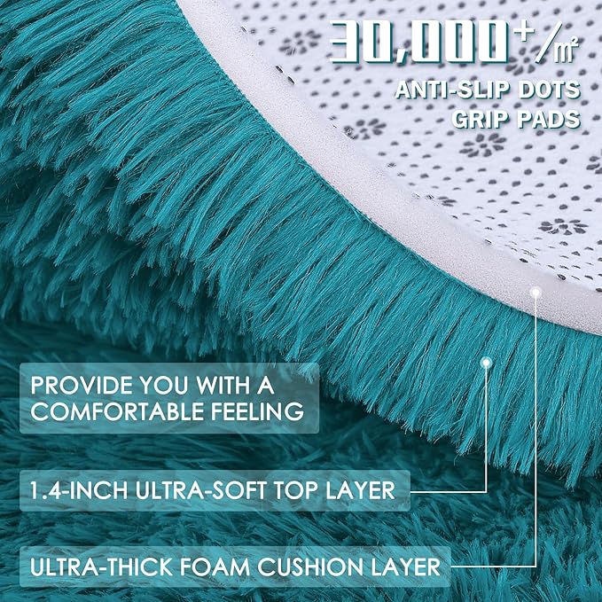 OLANLY 5x8 Machine Washable Large Area Rugs for Living Room, Bedroom, Soft Fluffy Shaggy Bedside Rug, Indoor Floor Carpet for Kids Girls and Boys, Dorms, Nursery, Home Decor Aesthetic, Teal