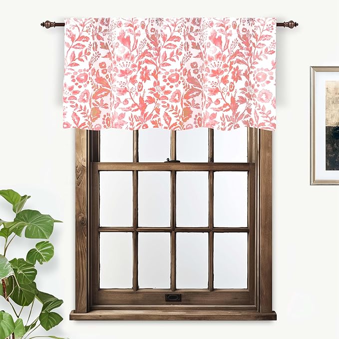 DriftAway Julia Lined Valance Double Layer Thermal Insulated Room Darkening Blackout Valances 3 Inch Rod Pocket Window Valance for Bathroom Living Room 52 Inch by 18 Inch Blush