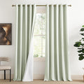 NICETOWN Extra Long Linen 100% Blackout Curtains 102" Length 2 Panels Set with Thermal Insulated Liners, Sage Green, 62" Width, Farmhouse Style Window Draperies for Patio Sliding Glass Door