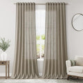 Mocha Linen Curtains 90 Inch Length 2 Panels Set for Living Room Rod Pocket Back Tab Window Drapes Light Filtering Modern Farmhouse Curtain 90 Inches Long for Dining Room Bedroom Nursery 52x90