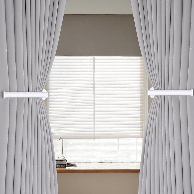 Groleca 2 Pack Adhesive Curtain Holdbacks - No Drill Curtain Tie Backs & Hooks (White)